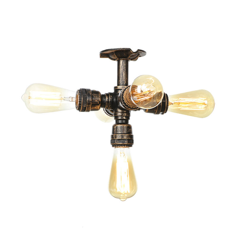 DecorBites™ DecorBites™ Steampunk Pipe Close to Ceiling Light in Bronze for Living Room