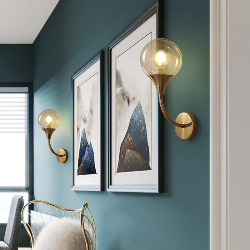 DecorBites™ DecorBites™ Retro Style Amber Glass Wall Sconce - Single Closed Ball Fixture