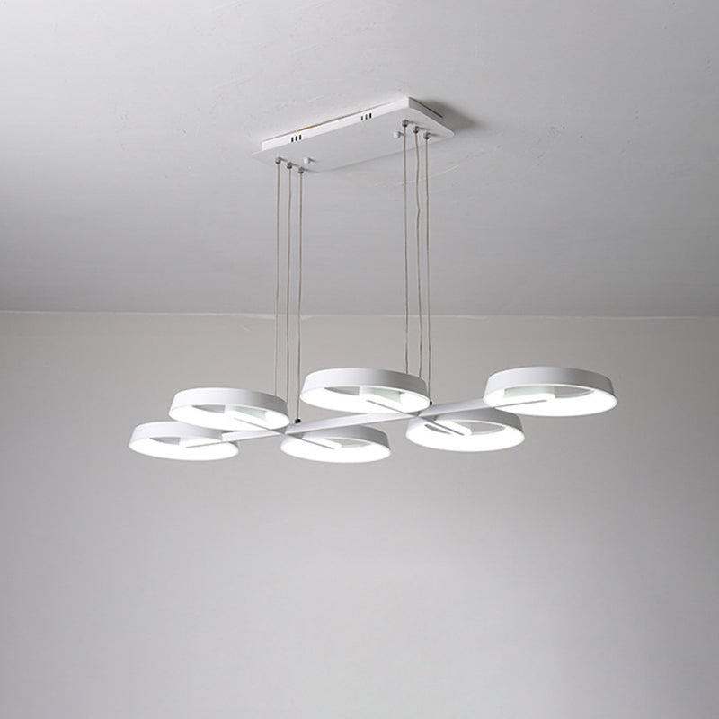 Lámpara colgante circular minimalista de metal - Blanca, 3/6 luces colgantes para comedor