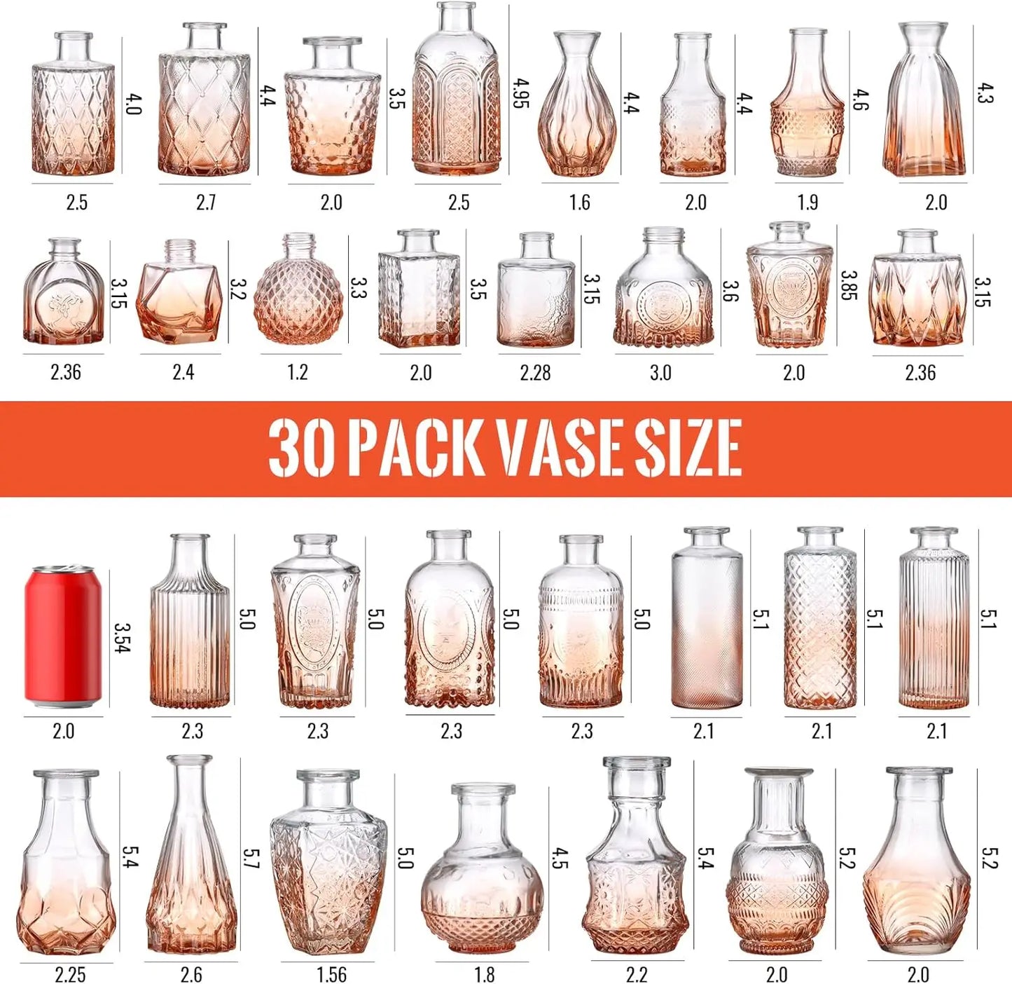 30 Gradual Orange Glass Bud Vases for Wedding Centerpieces - United States - Vase