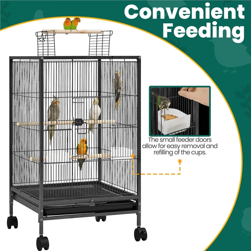 31’’ Wheeled Open Top Bird Cage for Parrots - United States
