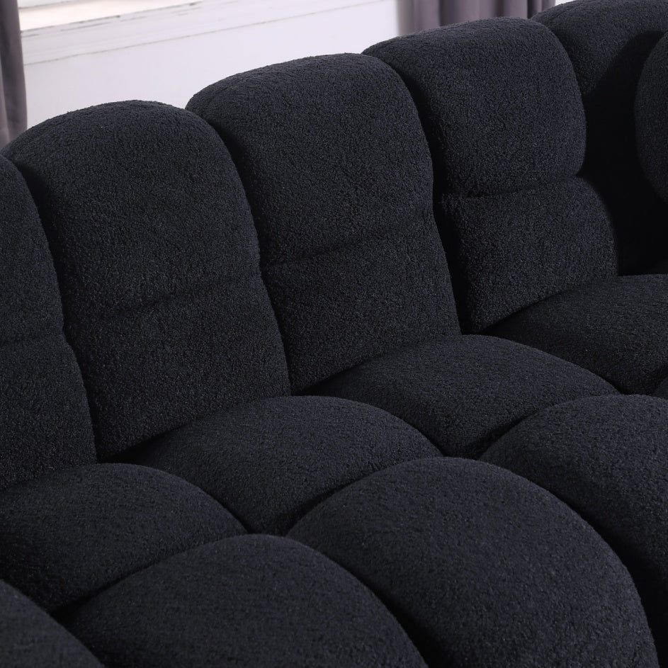 87.4 Length ,35.83inch Deepth ,human Body Structure For USA People, Marshmallow Sofa,boucle Sofa ,3 Seater, Black BOUCLE
