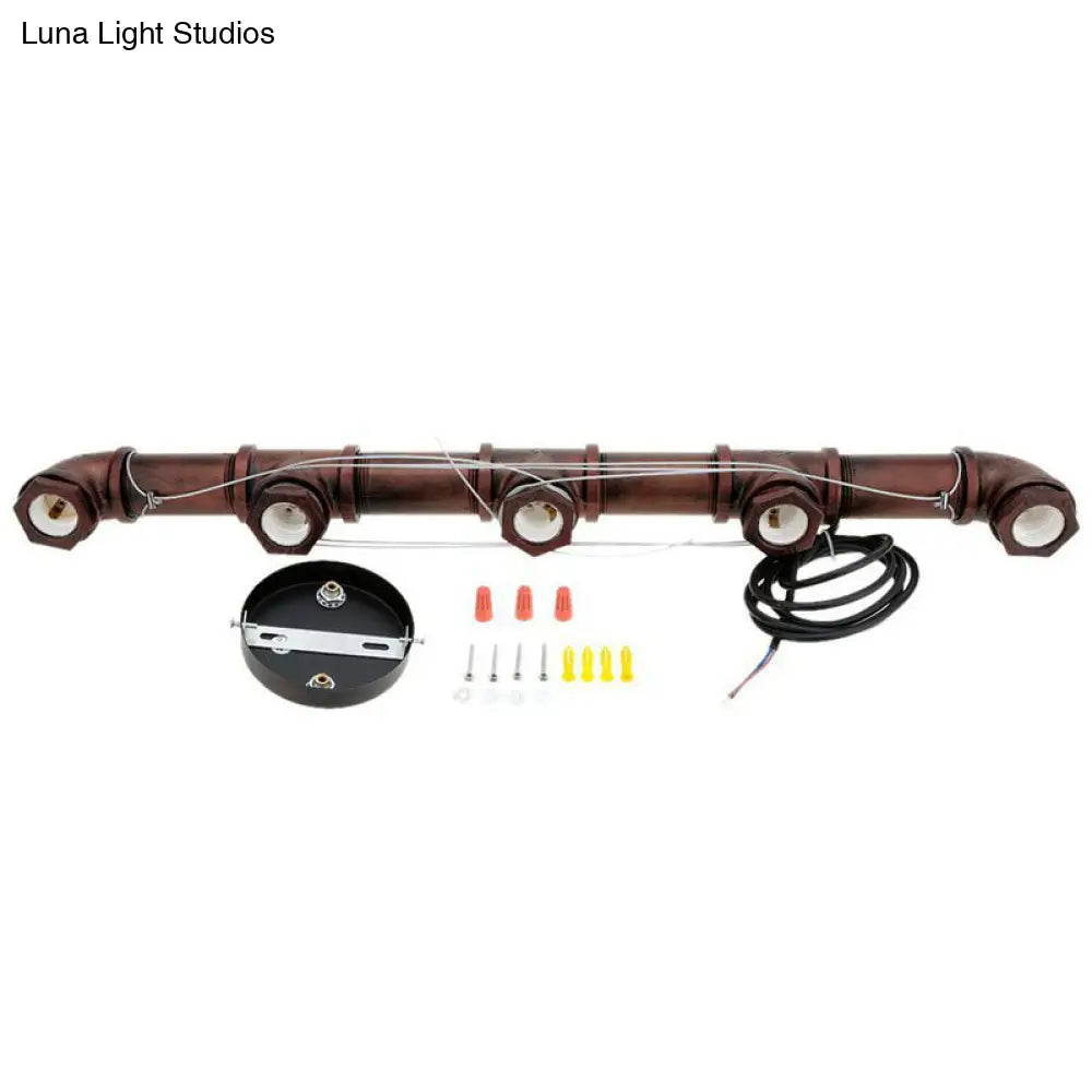 Lámpara colgante DecorBites™ estilo steampunk de 5 luces con tubos rectos y encanto rústico