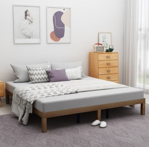 Large Wooden Platform Bed Frame, No Spring Box Required, Solid Wood Batten Support, Easy To Assemble