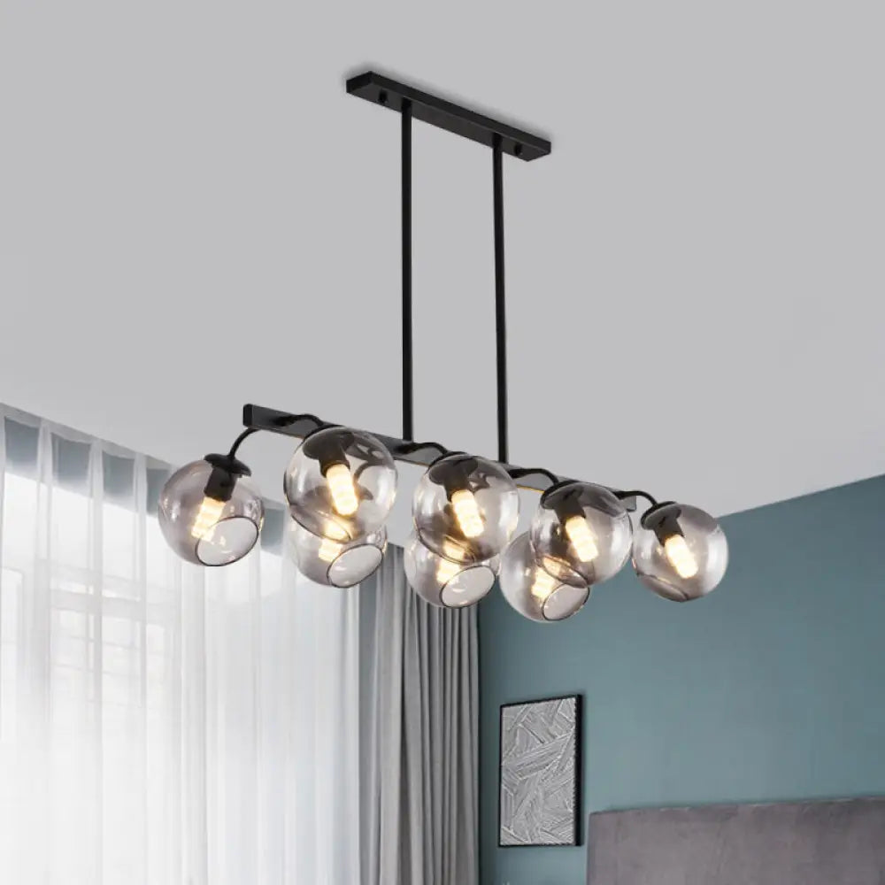 DecorBites™ 6/8-Light Modern Pendant with Black Orb Shade for Kitchen and Dining Room