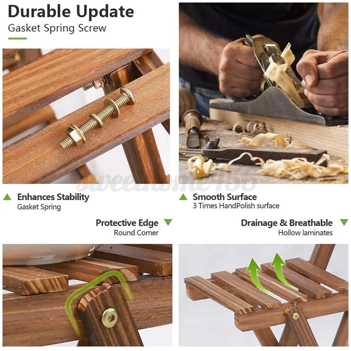 6-Tier Wooden Plant Stand for Indoor/Outdoor