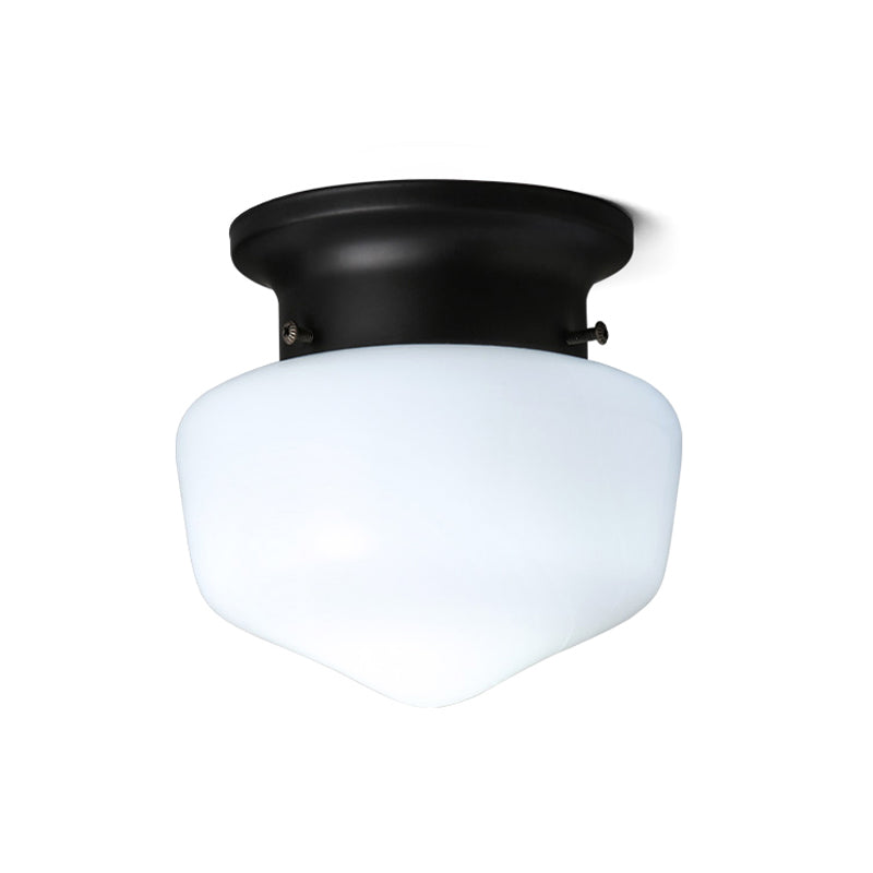 DecorBites™ DecorBites™ Modern 1-Light Flush Mount with Milk Glass Shade - White Schoolhouse Ceiling Lamp