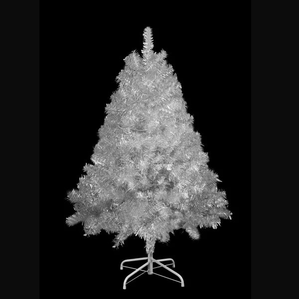 4FT Sliver Pre-Lit Artificial Christmas Tree, Hinged Full Tree With Metal Stand, 400 Branch Tips, 150 LED Lights,11 Lighting Modes, Holiday Decoration Tree For Indoor And Outdoor