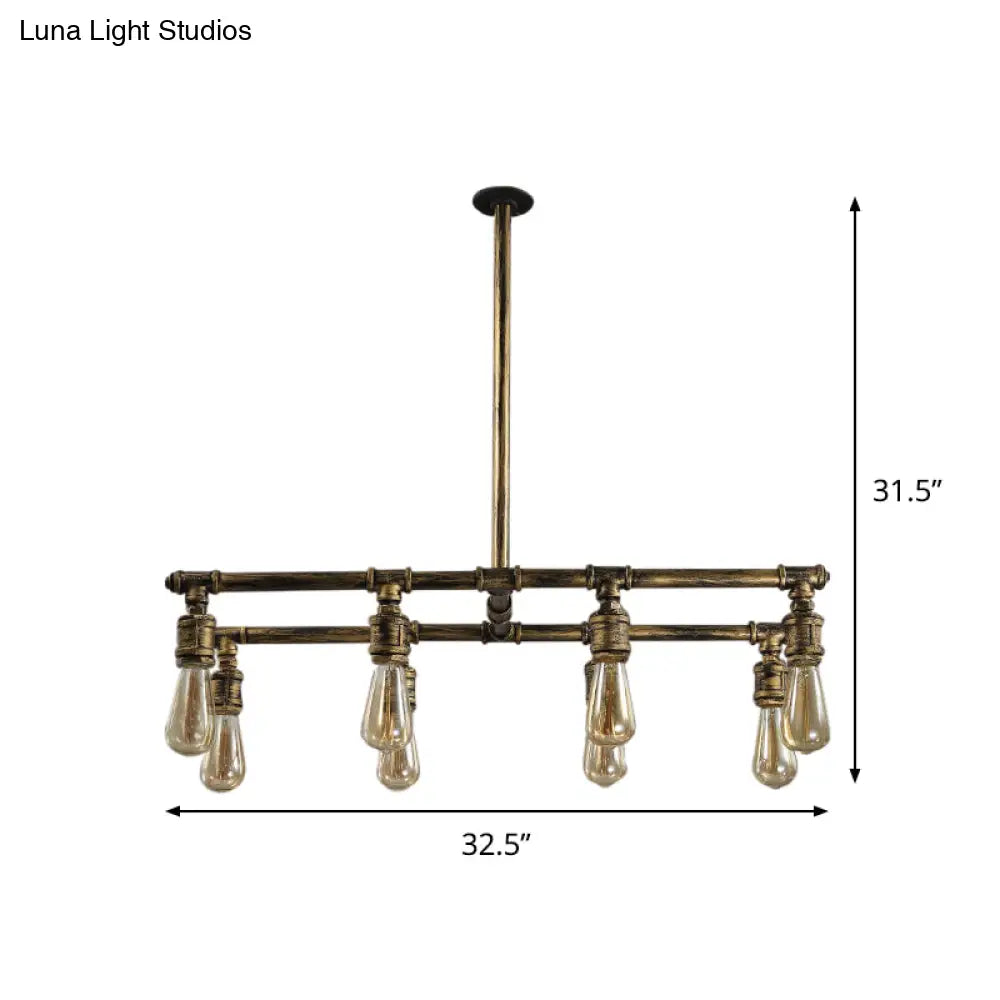 مصباح جزيرة برونزي من ديكوربايتس™ مزود بـ 8 مصابيح مع لمبات معدنية مكشوفة - مصباح معلق لغرفة النوم