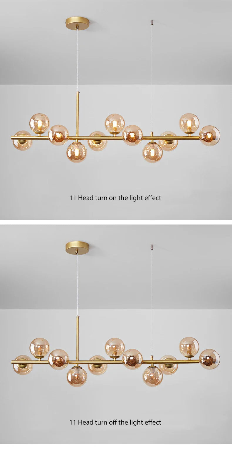 9-Light Modern Black LED Chandelier - Chandelier
