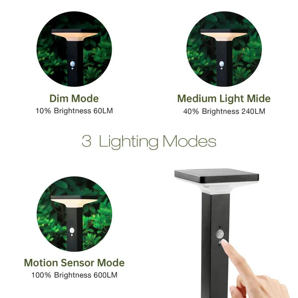 Solar Path Light Motion Sensor Dusk To Dawn Landscape Driveway Light Wireless Bollard Light 2218