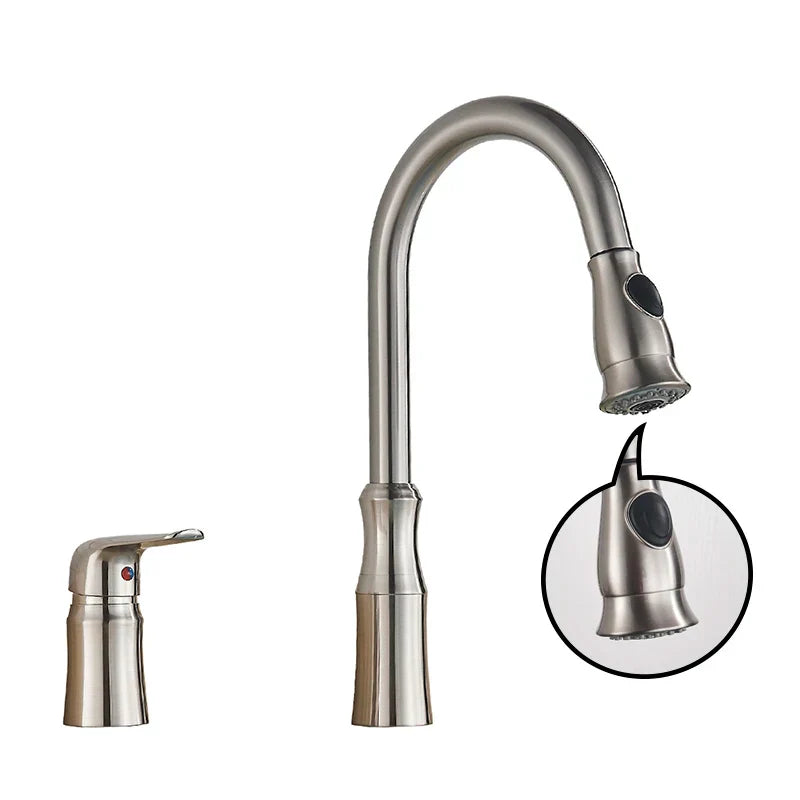 DecorBites™ Brass Black Kitchen Faucet Pull Out Mixer Taps Hot/Cold Water Cranes