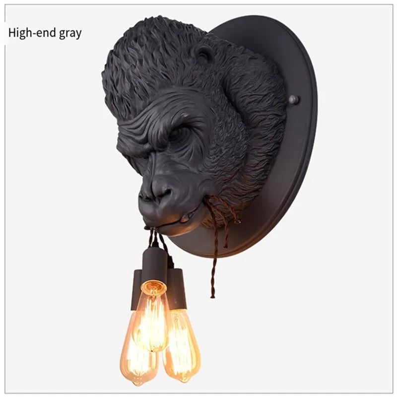 DecorBites™ Gorilla Resin Wall Lamp: Modern Retro LED Sconce for Bedroom Decor