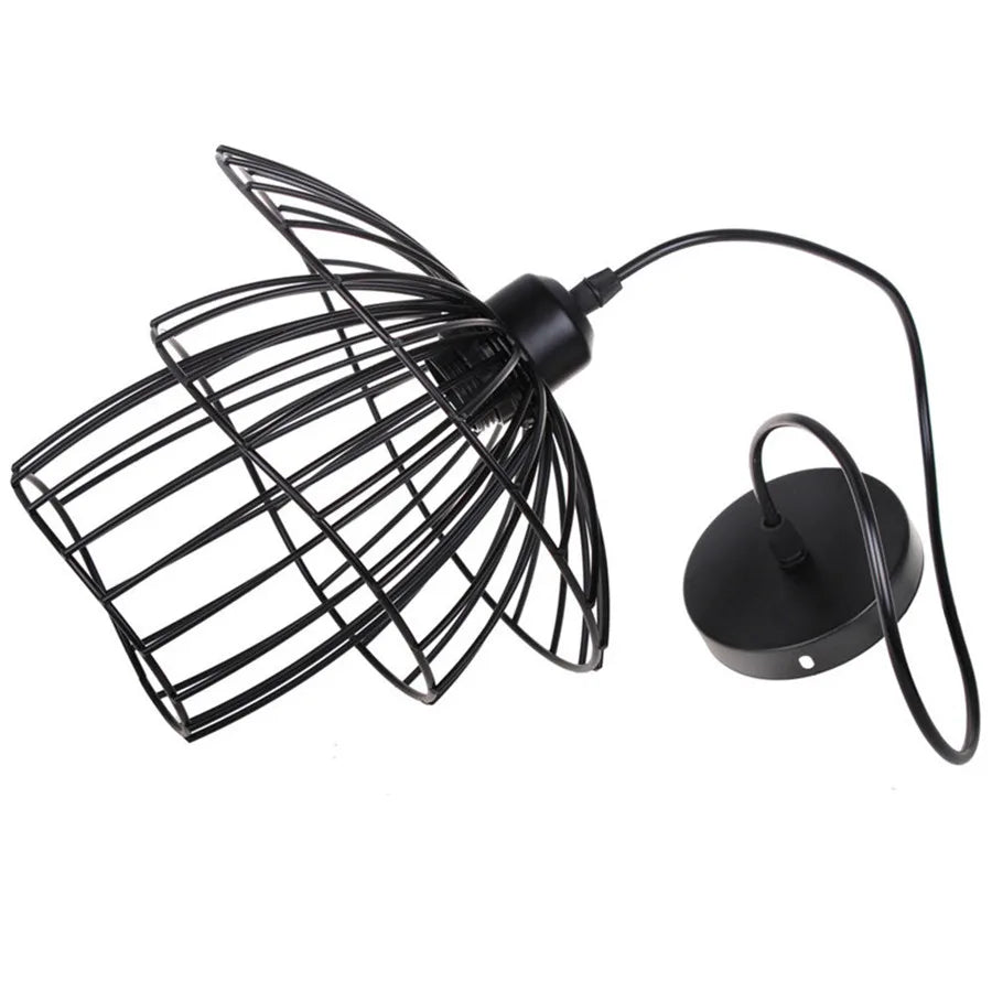 مصباح معلق على شكل قفص حديدي أسود من DecorBites™ للمطبخ وغرفة المعيشة