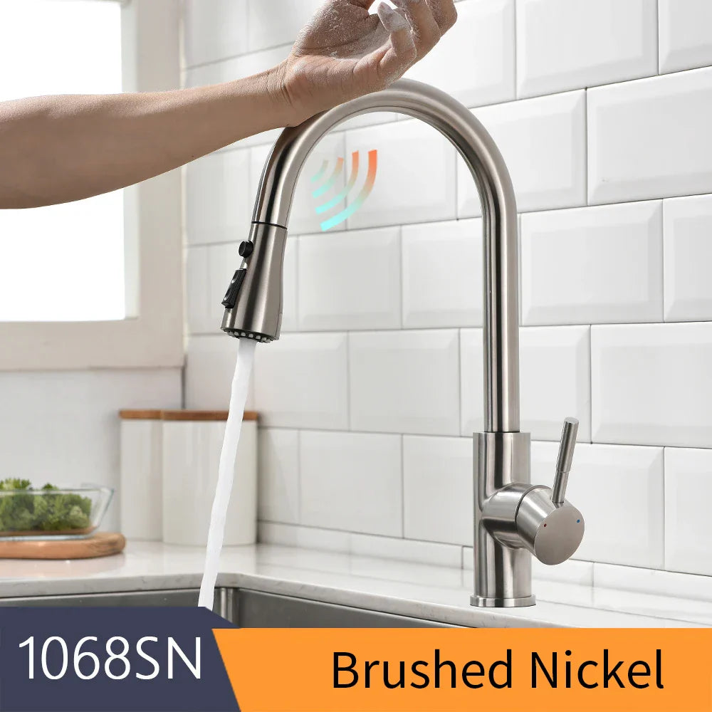 DecorBites™ Gold Sensor Kitchen Faucet Stainless Steel Smart Touch Control Sink Tap