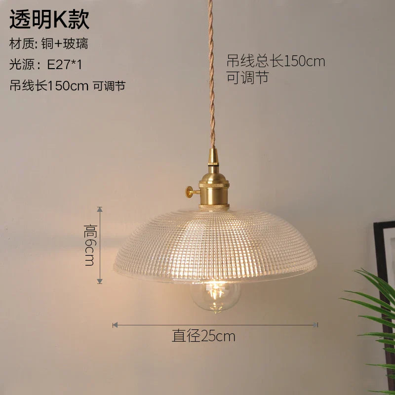 DecorBites™ Glass Copper Pendant Light: Modern Nordic Style Hanging Lamp for Kitchen, Dining, and Living Room