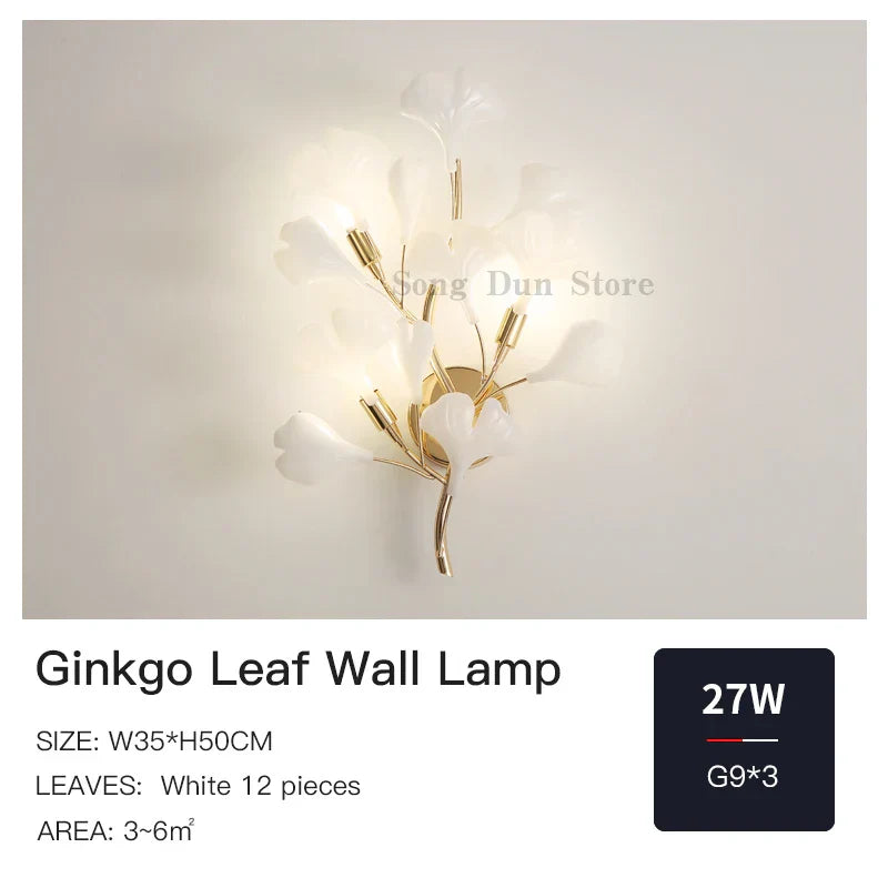 مصباح حائط على شكل ورقة الجنكة من ديكوربايتس™: لمسة عصرية فاخرة لغرفة النوم، وغرفة المعيشة، والممر