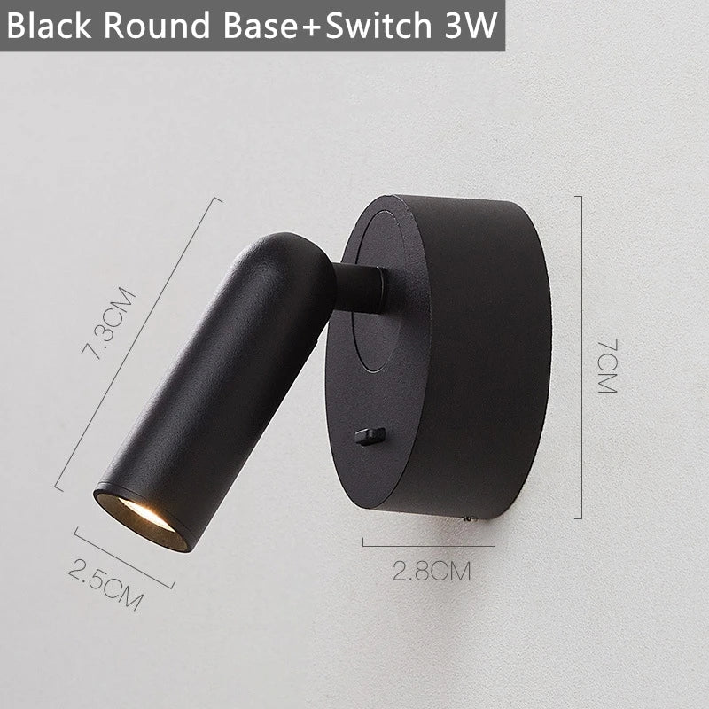 DecorBites™ LED Reading Wall Lamp with Switch | 350º Rotation | 3W Bedside Sconce for Home Decor