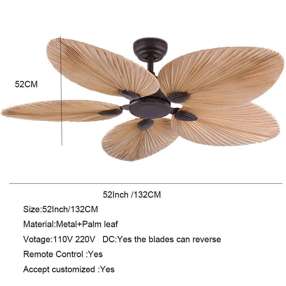 DecorBites™ 52 Inch LED Ceiling Fan Without Light Remote Control Reverse Function