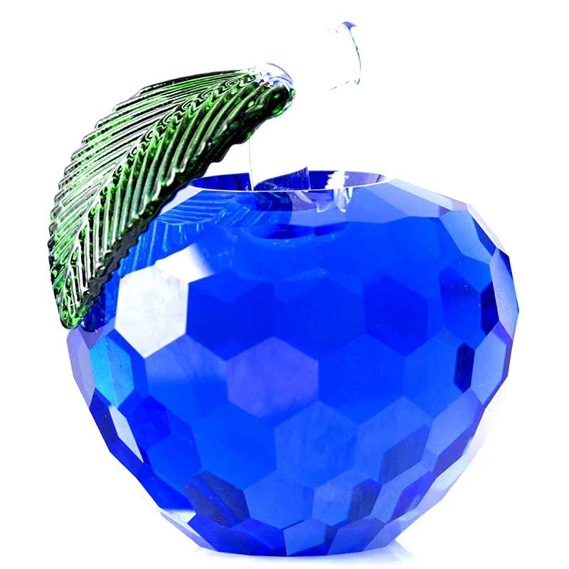 Adornos DecorBites™: Figura de pisapapeles de cristal amarillo con forma de manzana 3D - Decoración para escritorio de oficina