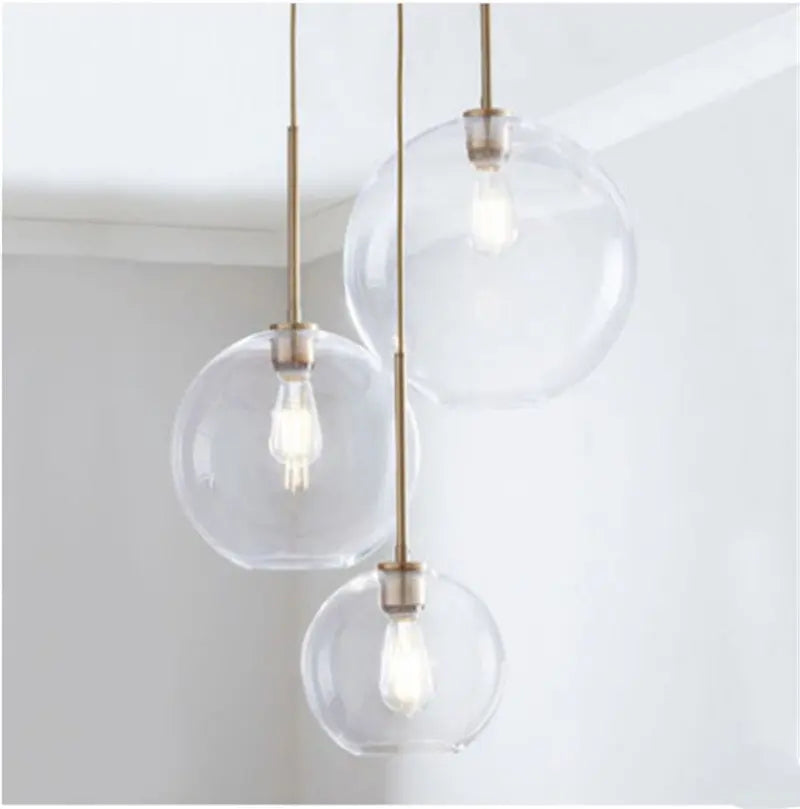 Lámpara colgante LED de bola de cristal DecorBites™: Decoración moderna de cocina nórdica en plata y oro