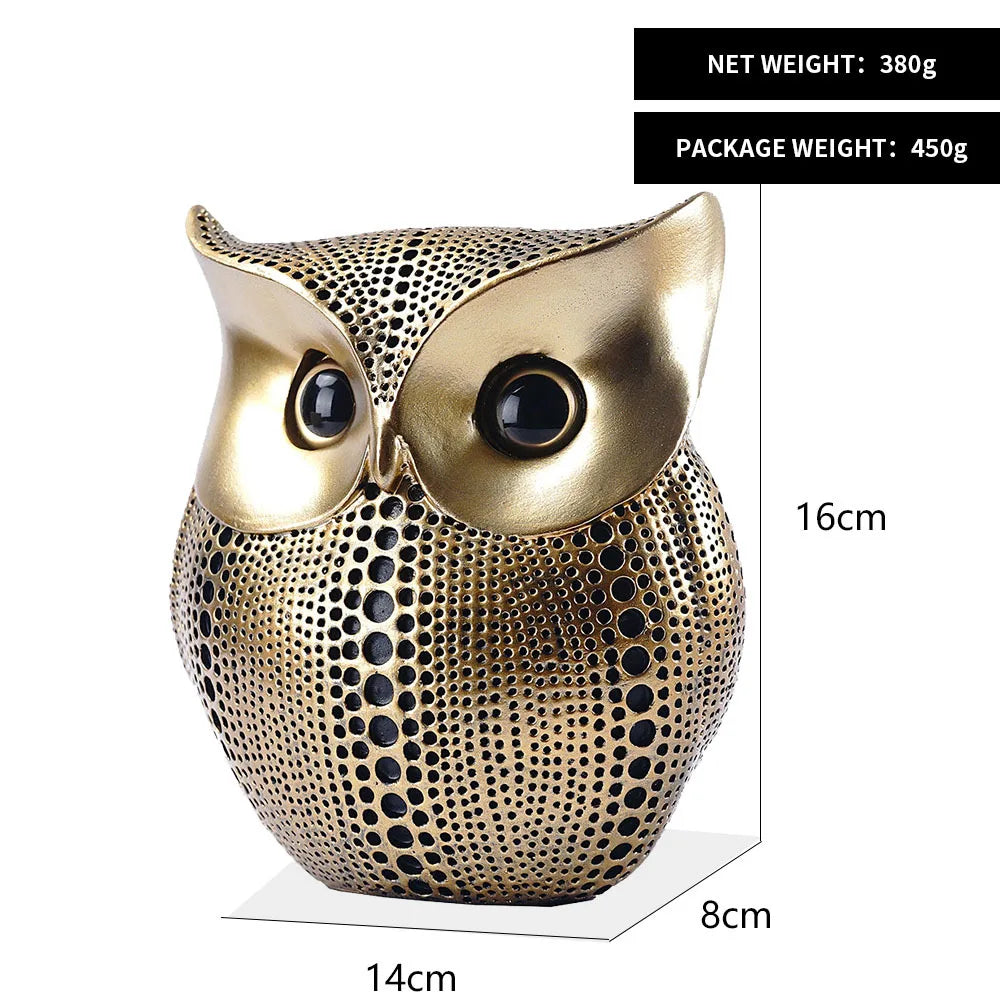 DecorBites™ Golden Owl Figurines: Resin Animal Statues for Home Decor & Gifts