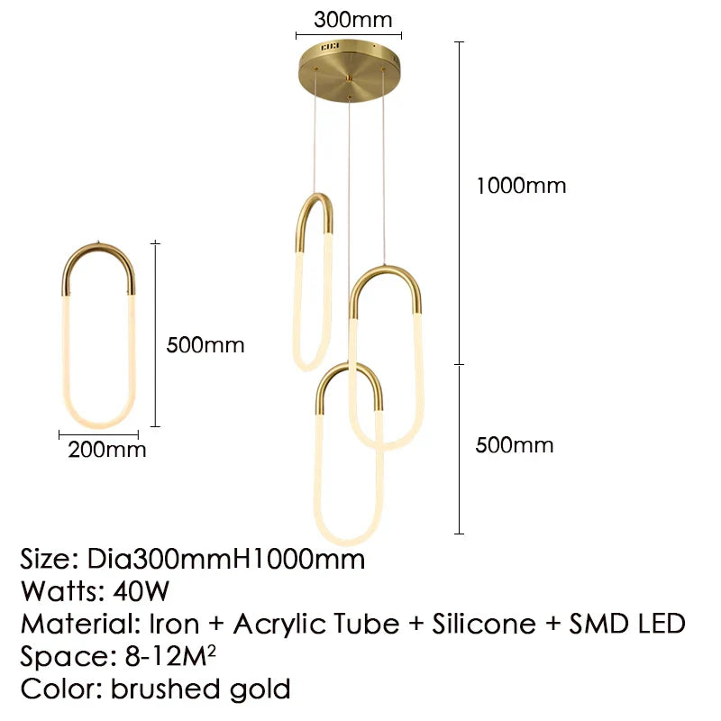 DecorBites™ Gold Acrylic Ring Pendant Light for Modern Living Spaces