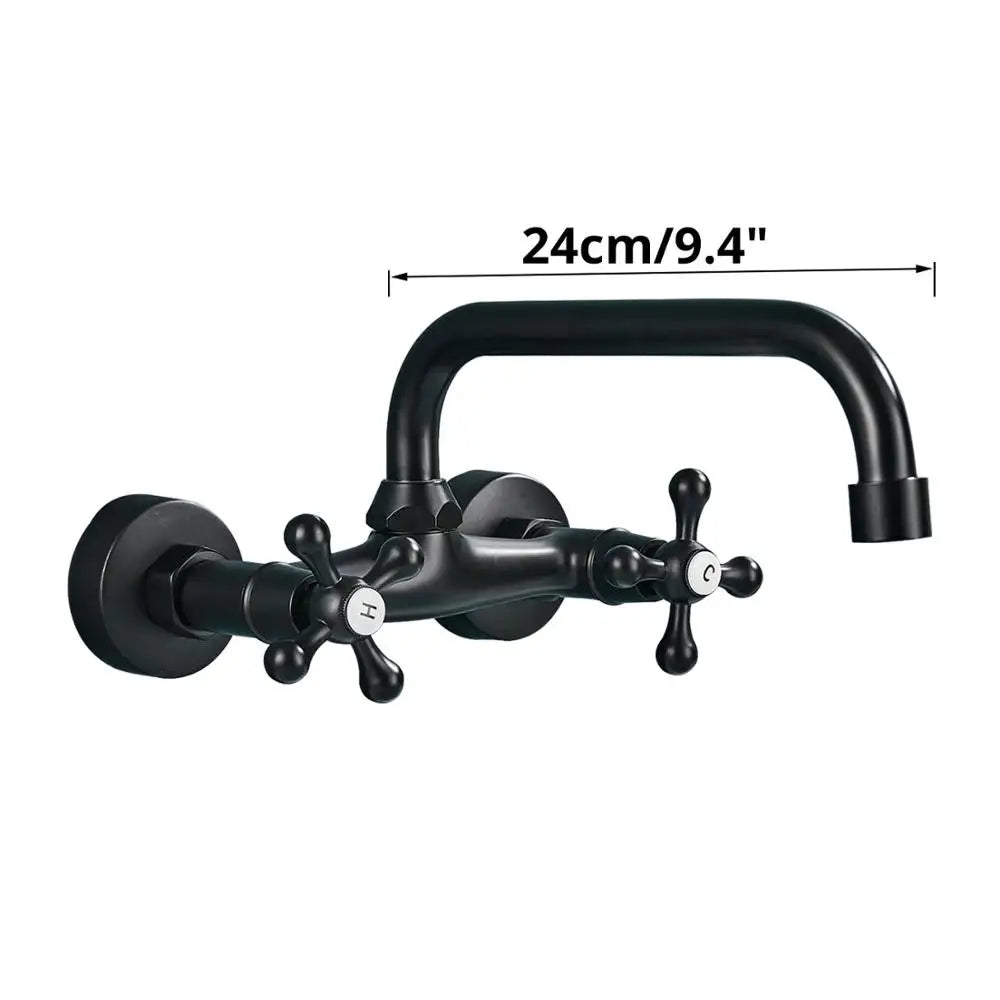 DecorBites™ Black Kitchen Faucet: Wall Mounted Swivel Mixer Tap for Bath Sink