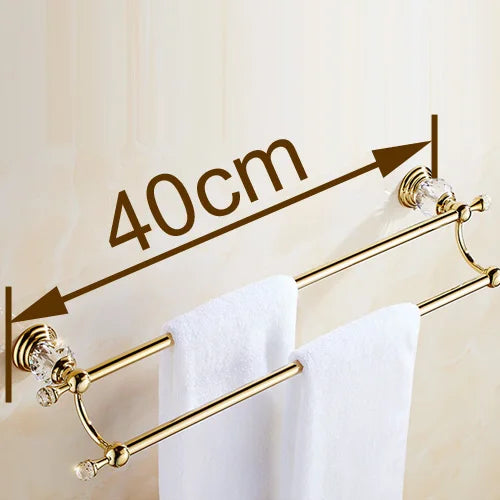 Barra doble para toallas DecorBites™ Crystal Gold para baño, 60 cm de largo