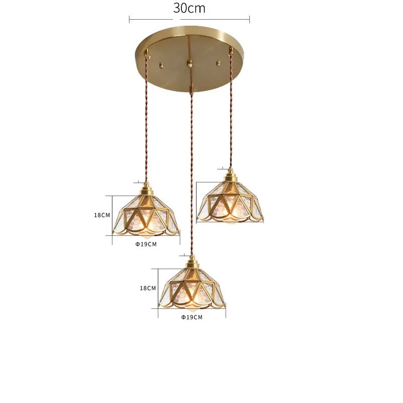 DecorBites™ Japanese Vintage Glass Copper LED Pendant Lamp for Bedroom, Bar, Cafe
