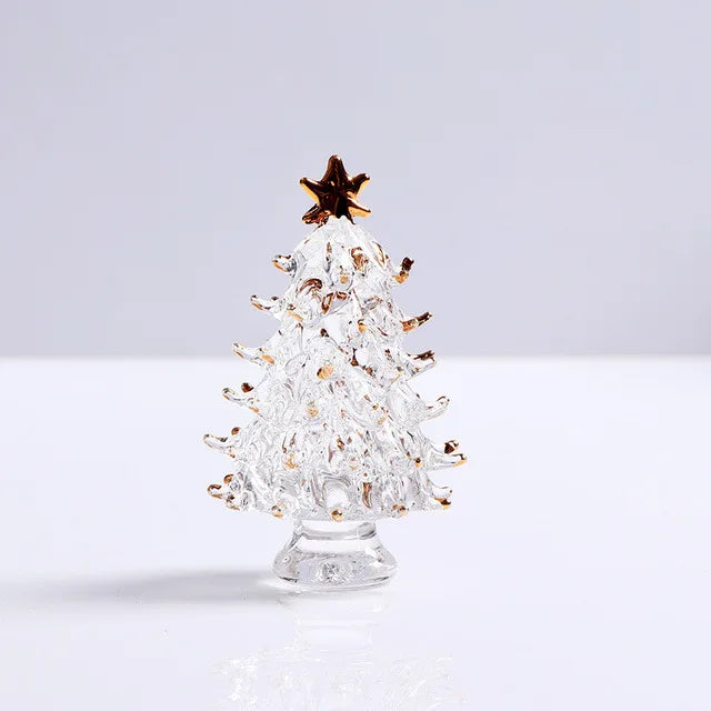 DecorBites™ Crystal Christmas Tree Mini Figurine Handmade Glass Collectible Decoration