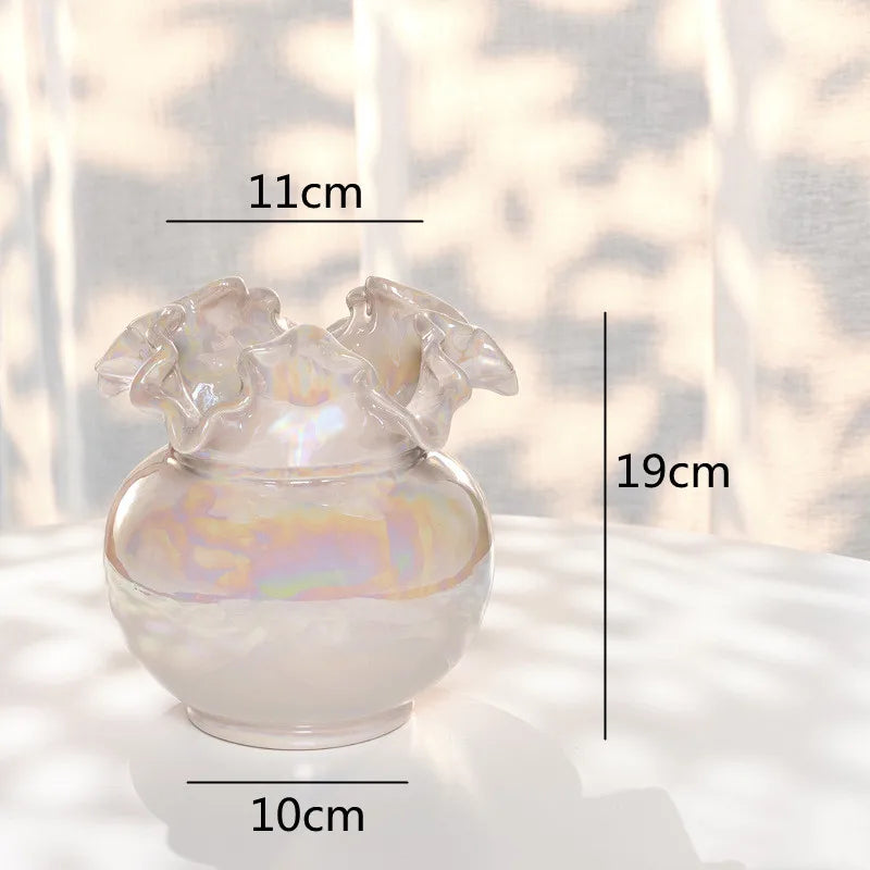 DecorBites™ Ceramic Shell Vase - White Gloss - Abstract Irregular Design for Home Decor