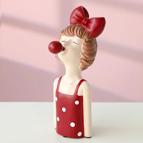 DecorBites™ Bubble Girl Resin Figurines: Modern Sweet Young Girl Decor for Home, Weddings, Birthdays