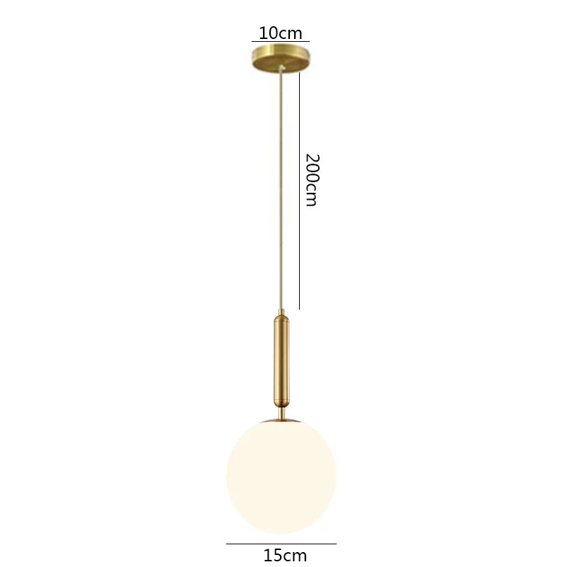DecorBites™ Brass Glass Ball Pendant Lights for Living Room Restaurant Kitchen Decor