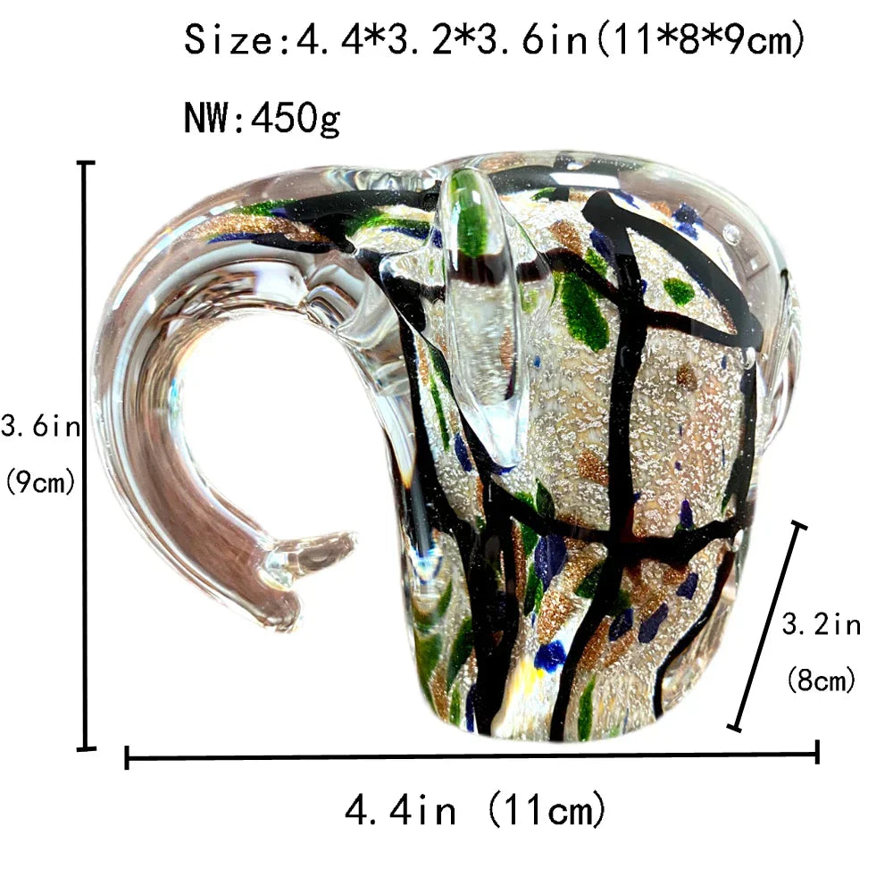 DecorBites™ Elephant Crystal Glass Sculpture Feng Shui Living Room Ornament