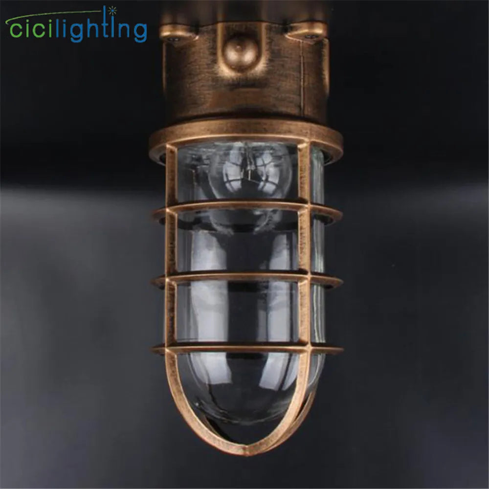 DecorBites™ Clear Glass Jar Ceiling Lamp for Bathroom Kitchen Outdoor - Waterproof Caged Mount