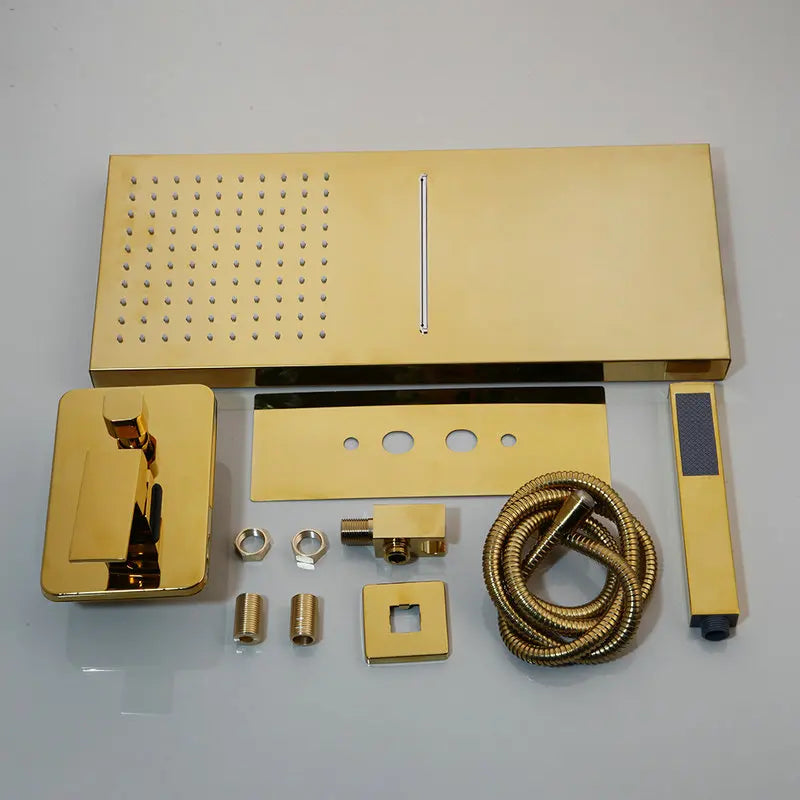 Juego de mezclador de ducha DecorBites™ de latón chapado en oro