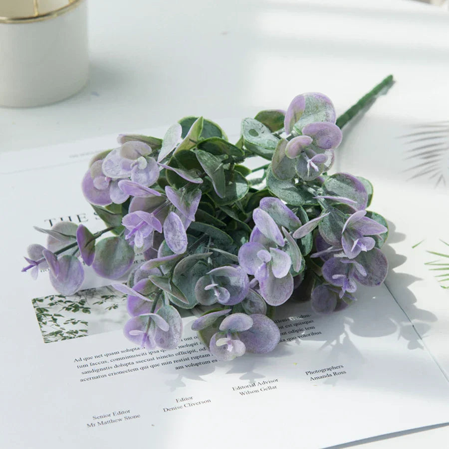 DecorBites™ Eucalyptus Leaves Vase: Artificial Plants for Home, Christmas, Wedding, Garden, Floristics