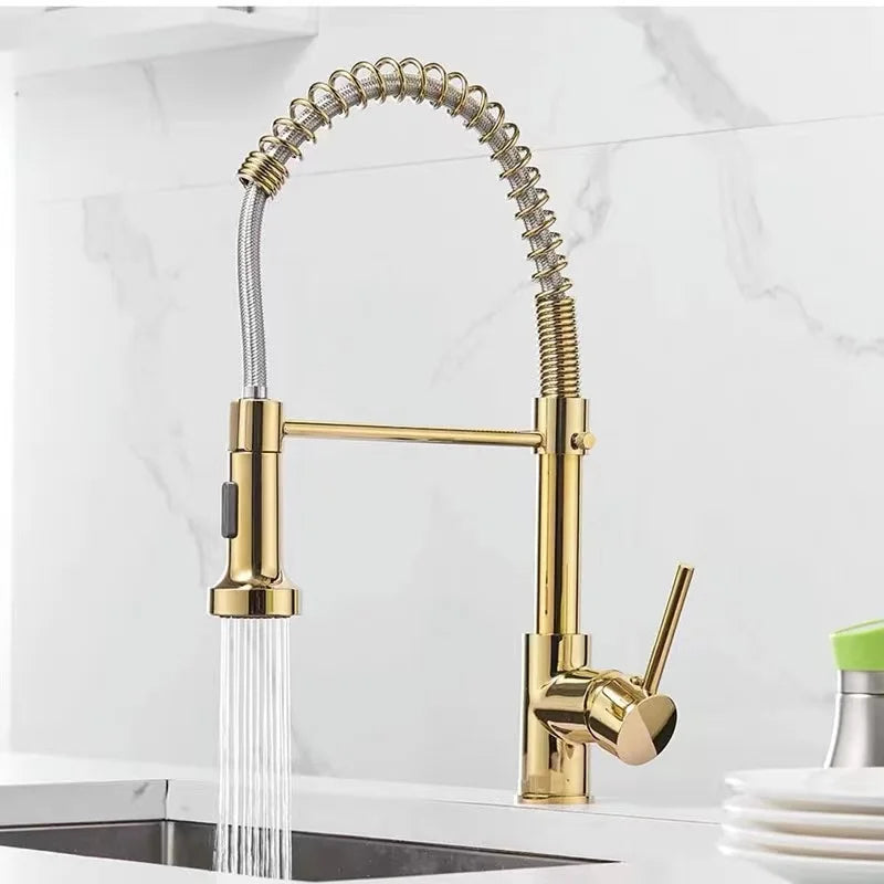DecorBites™ Brushed Nickel Kitchen Faucet Pull Out Swivel Mixer Tap 1343A-S