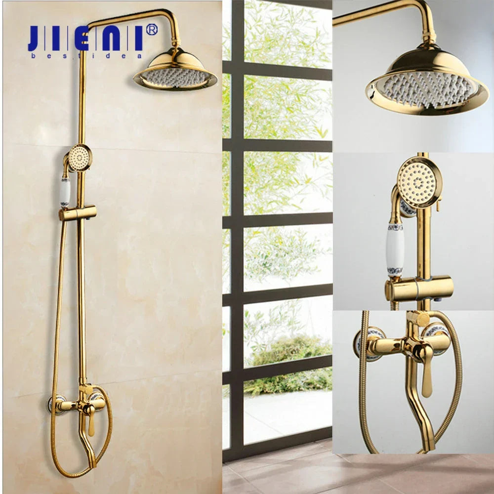 DecorBites™ Golden Polished Shower Head with High Pressure Aerator Nozzle