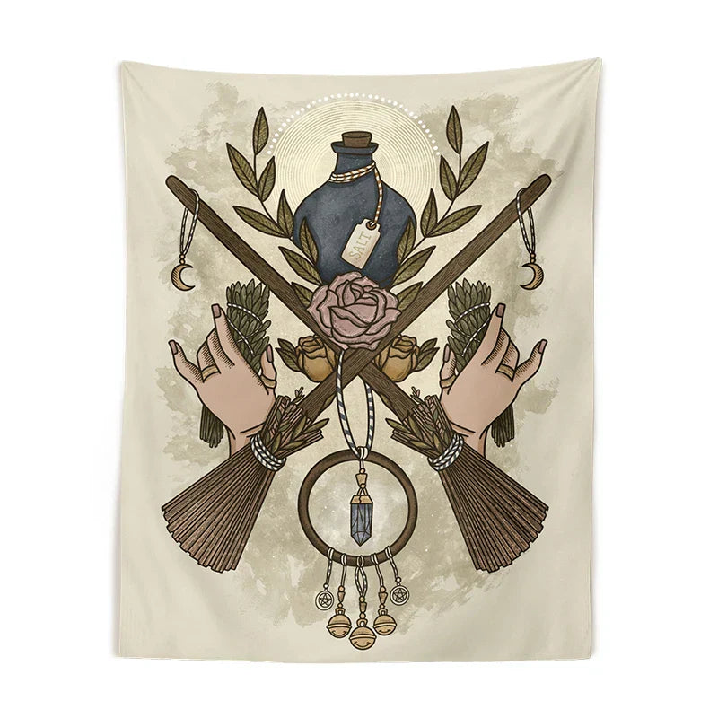 DecorBites™ Baphomet Tarot Witchcraft Tapestry: Mysterious Occult Moon Wall Decor