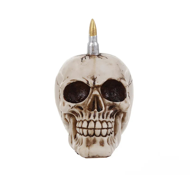 DecorBites™ 15cm Resin Skull Head Bullet Handicraft Decor Statue Halloween Props