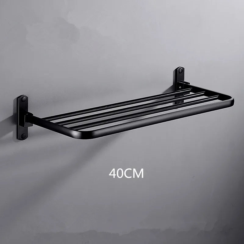 DecorBites™ Aluminum Towel Rack: Movable Bath Holder, Black/White, 40/50/60 CM