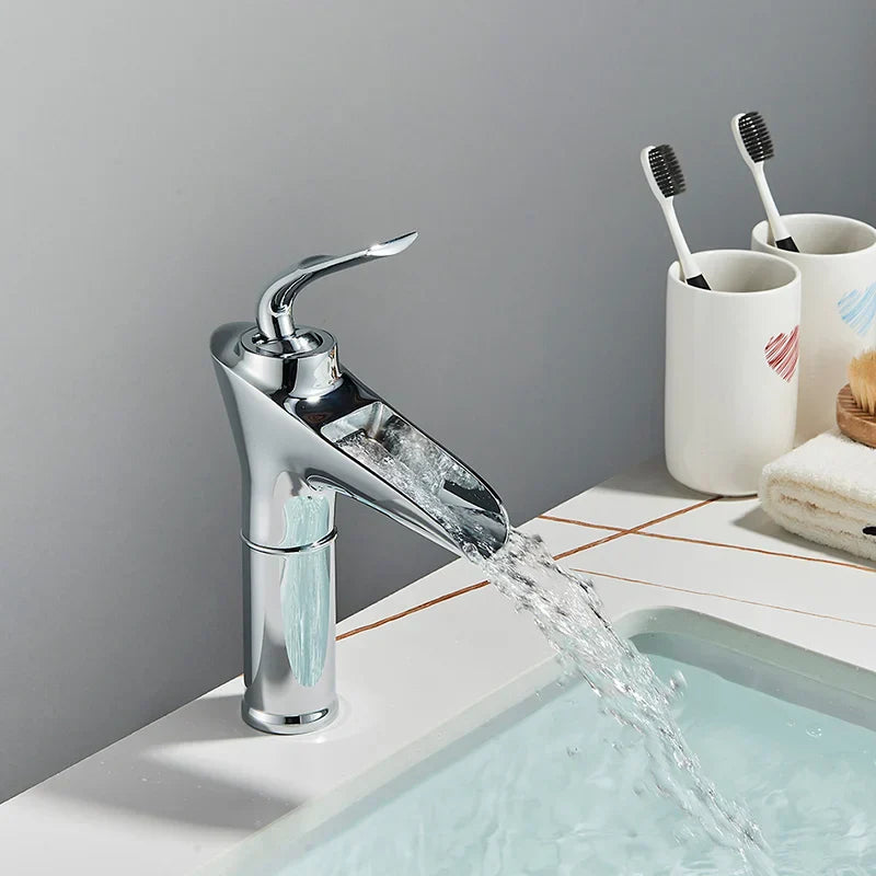 DecorBites™ Gold Waterfall Wine Glass Basin Faucet - Single Lever Bathroom Mixer