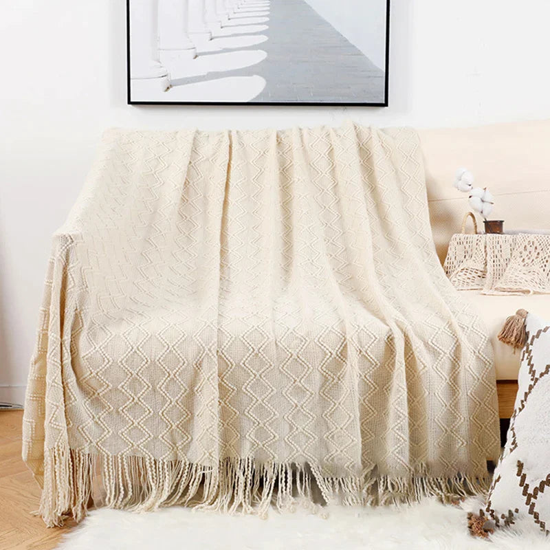 DecorBites™ Grey Nordic Waffle Knit Blanket