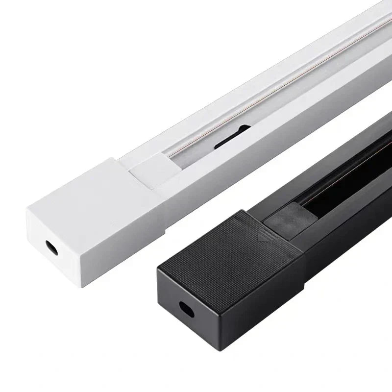 DecorBites™ 1 متر من الألومنيوم الأسود والأبيض موصل سلكي لمسار السكة الحديدية لتركيب كشاف الإضاءة