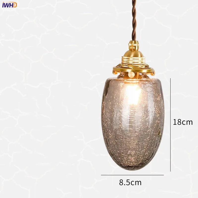 DecorBites™ Japanese Glass Pendant Lights: Industrial Vintage Bedroom Living Room Copper Decor