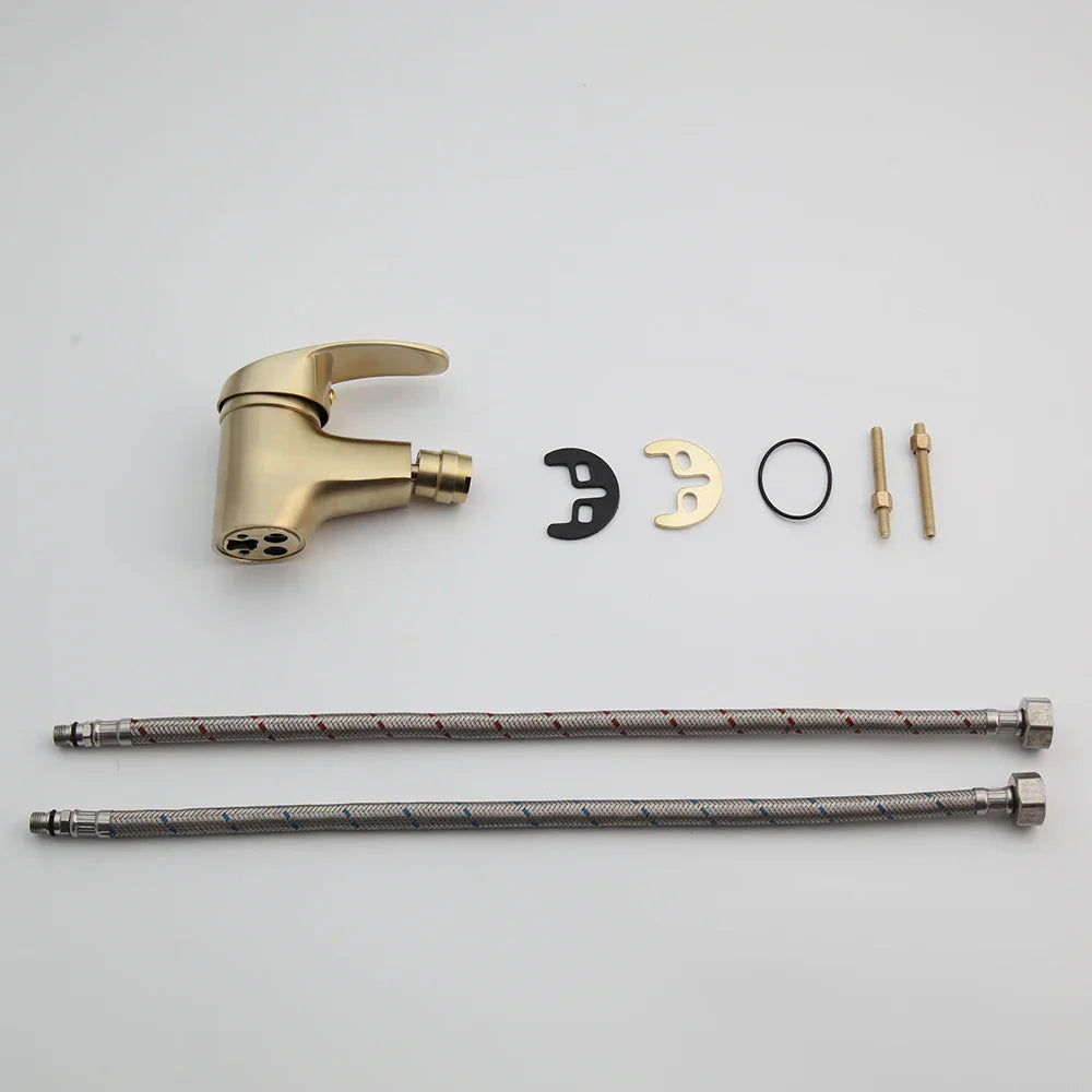 DecorBites™ Brushed Gold Basin Mixer Tap - Solid Brass Vessel Vanity Faucet