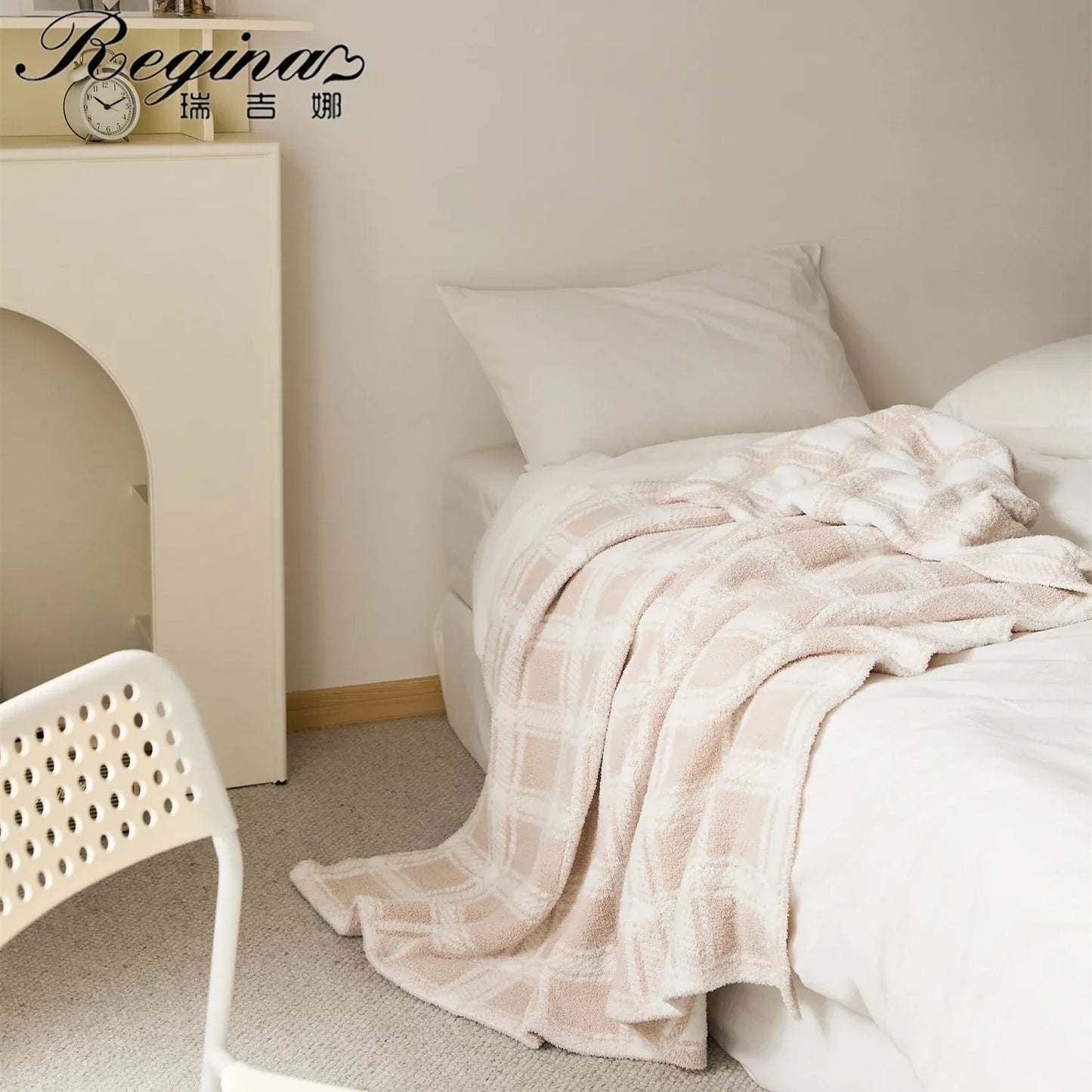 DecorBites™ Fluffy Stripe Plaid Blanket: Cozy Microfiber Home Decoration