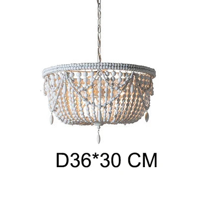 Lámpara de araña DecorBites™ de cuentas de madera estilo francés campestre: 3/5 luces, lámpara colgante decorativa estilo princesa.